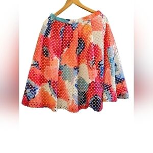 NWT Trina Turk multi colored lined mid length skirt size 10